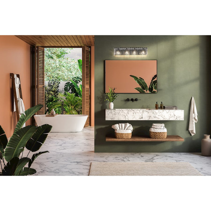 Z-Lite Glacier 4 Light Vanity, Matte Black/Clear