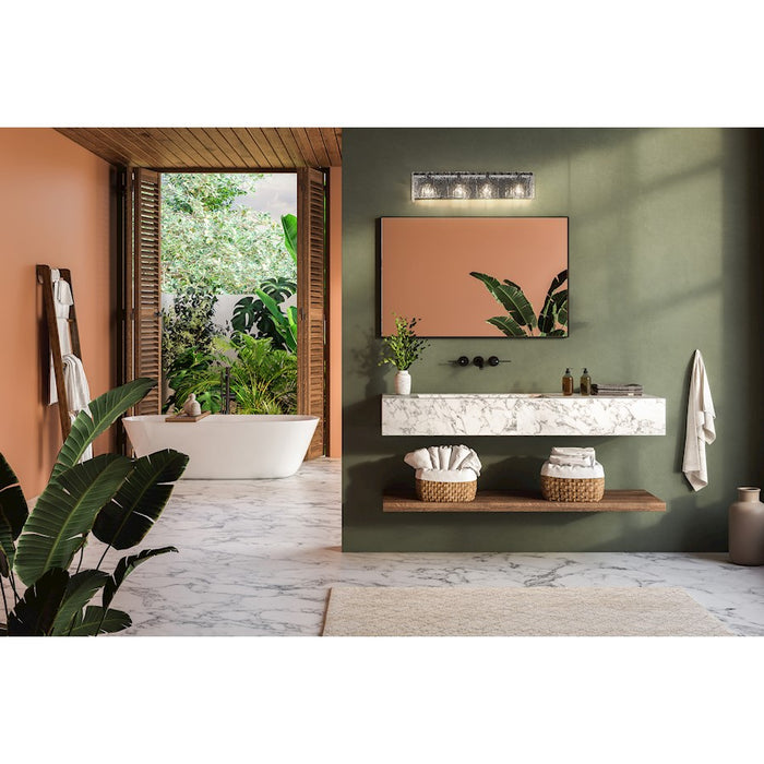 Z-Lite Glacier 4 Light Vanity, Matte Black/Clear