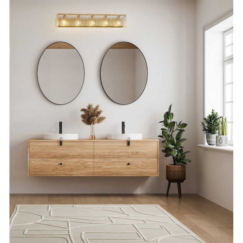 Z-Lite Glacier 5 Light Vanity, Modern Gold/Clear