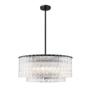 Z-Lite Glacier 10 Light Pendant, Matte Black/Clear - 1943P26-2-MB