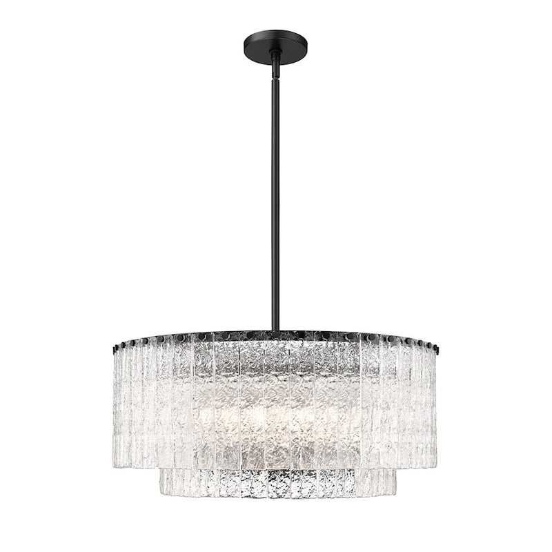 Z-Lite Glacier 10 Light Pendant, Matte Black/Clear - 1943P26-2-MB