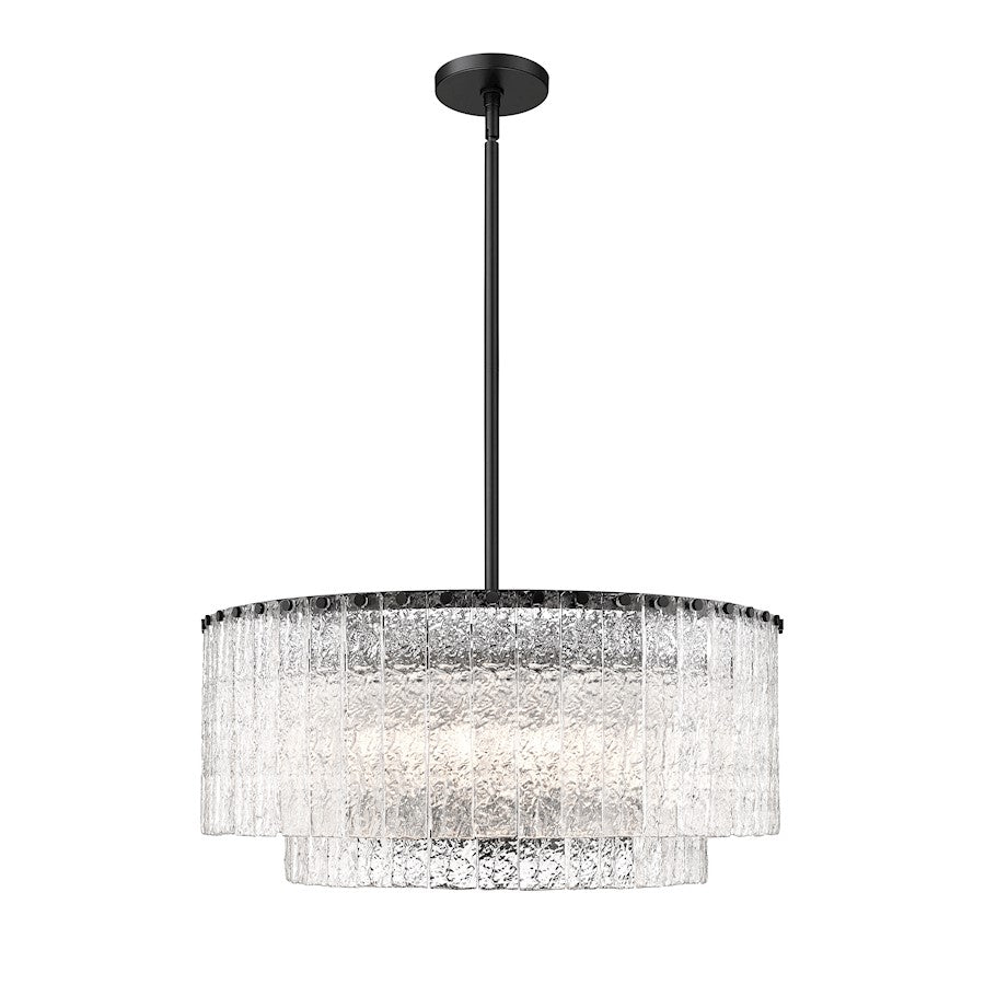 Z-Lite Glacier 10 Light Pendant, Matte Black/Clear - 1943P26-2-MB