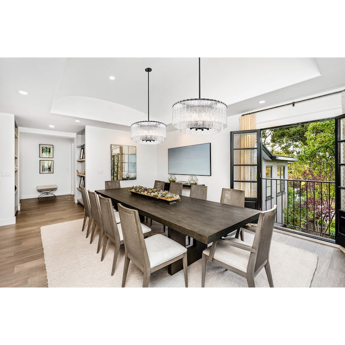 Z-Lite Glacier 10 Light Pendant, Matte Black/Clear