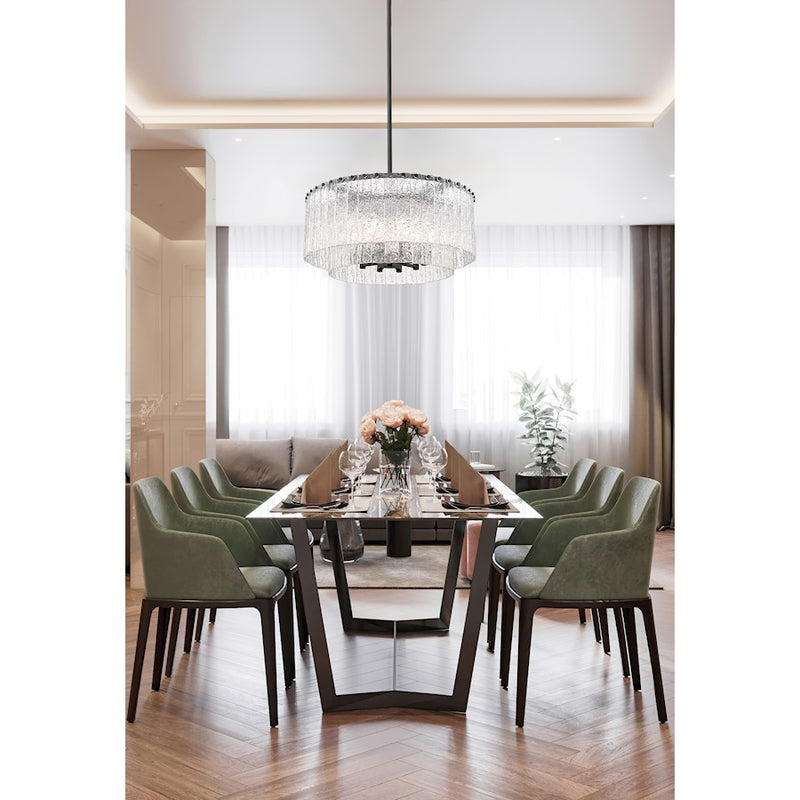 Z-Lite Glacier 10 Light Pendant, Matte Black/Clear