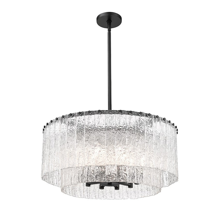 Z-Lite Glacier 10 Light Pendant, Matte Black/Clear