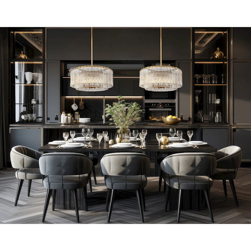 Z-Lite Glacier 10 Light Pendant, Modern Gold/Clear