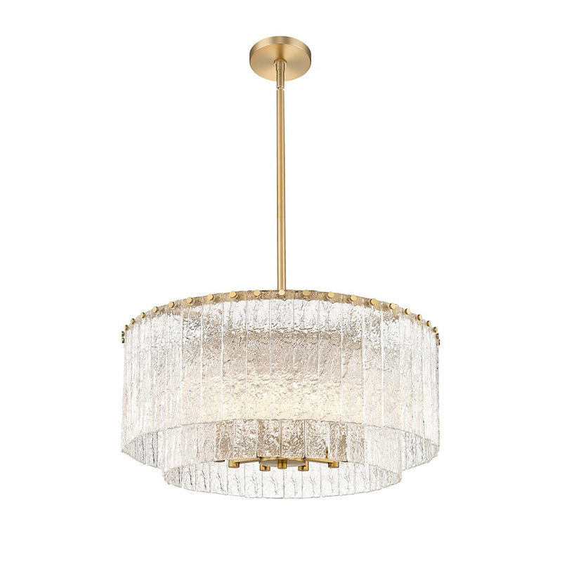 Z-Lite Glacier 10 Light Pendant, Modern Gold/Clear