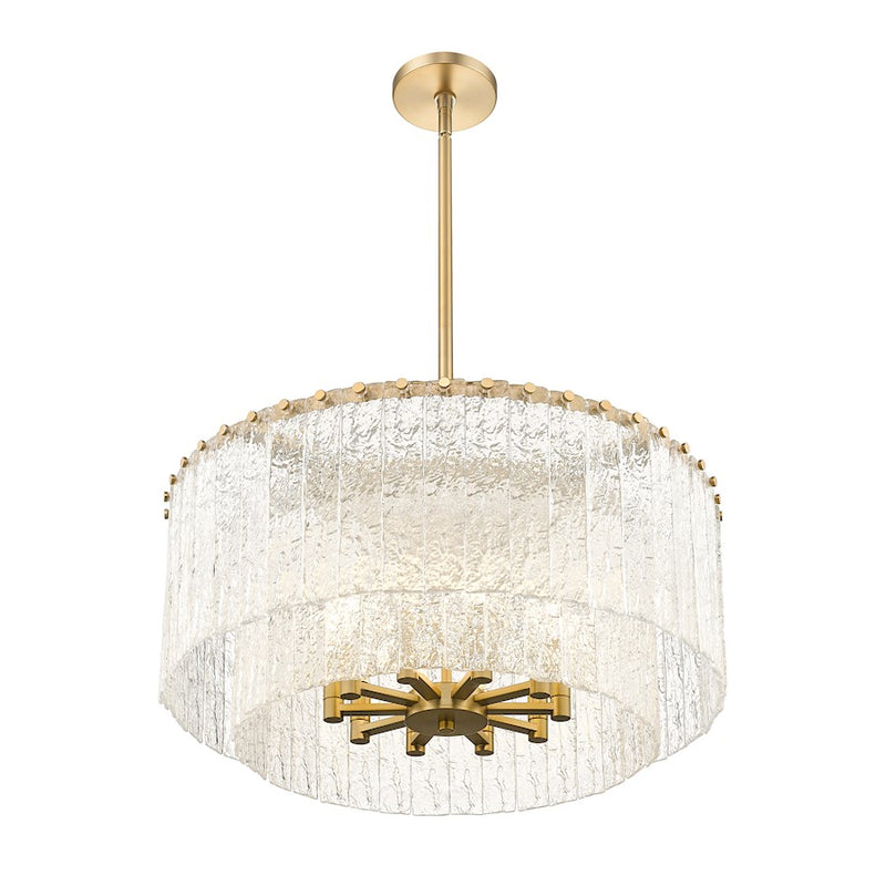 Z-Lite Glacier 10 Light Pendant, Modern Gold/Clear