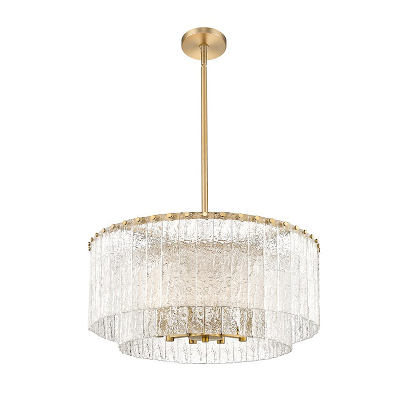 Z-Lite Glacier 10 Light Pendant, Modern Gold/Clear