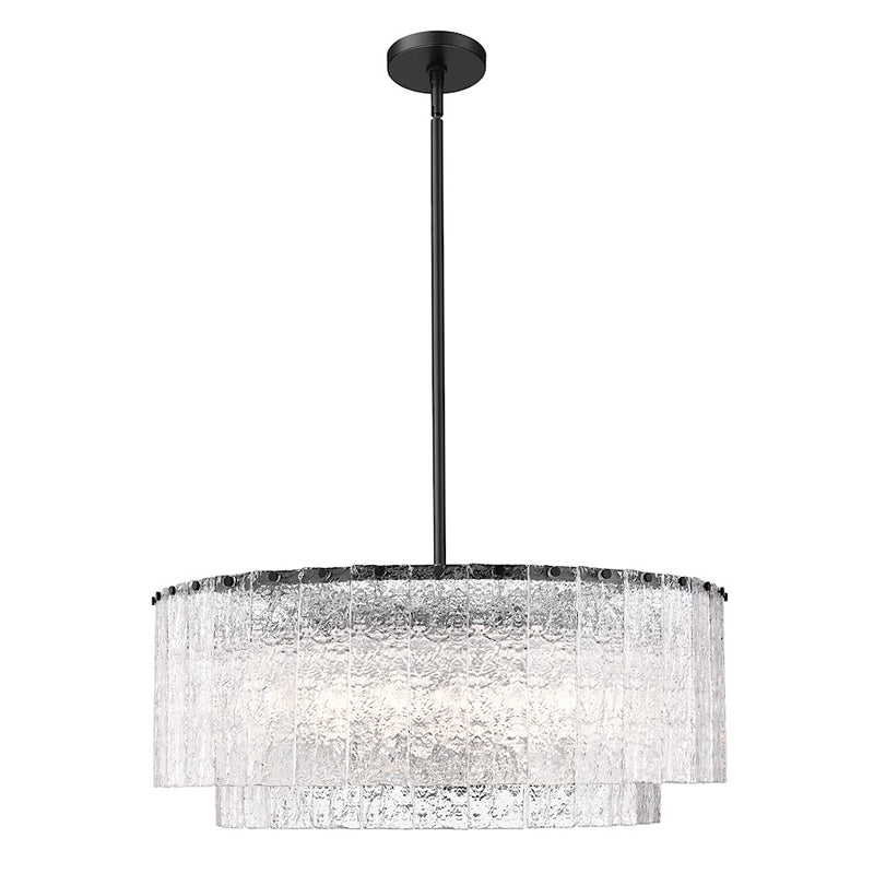 Z-Lite Glacier 12 Light Pendant, Matte Black/Clear - 1943P32-2-MB