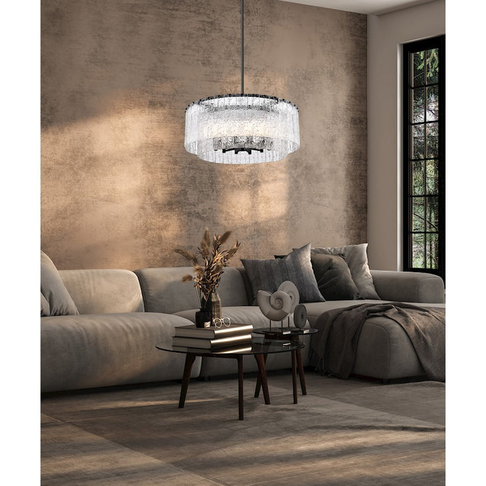 Z-Lite Glacier 12 Light Pendant, Matte Black/Clear