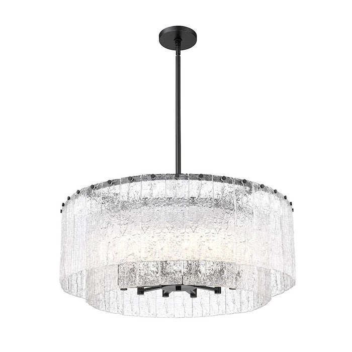 Z-Lite Glacier 12 Light Pendant, Matte Black/Clear