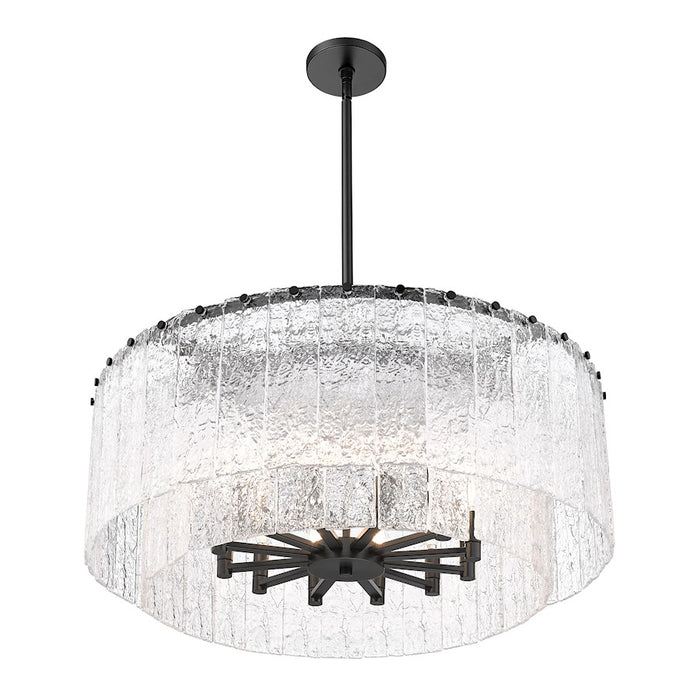 Z-Lite Glacier 12 Light Pendant, Matte Black/Clear