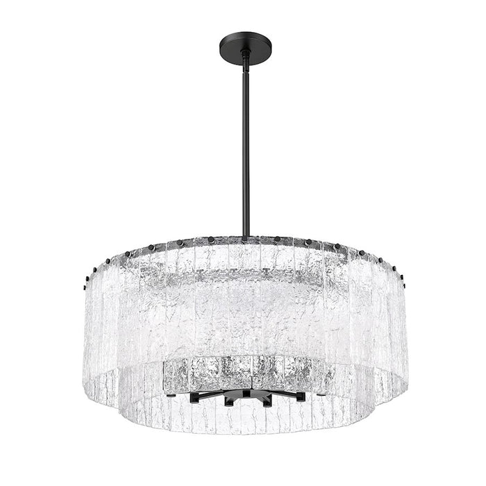 Z-Lite Glacier 12 Light Pendant, Matte Black/Clear