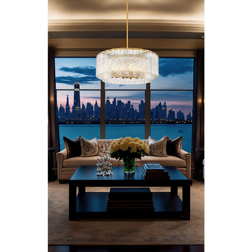 Z-Lite Glacier 12 Light Pendant, Modern Gold/Clear