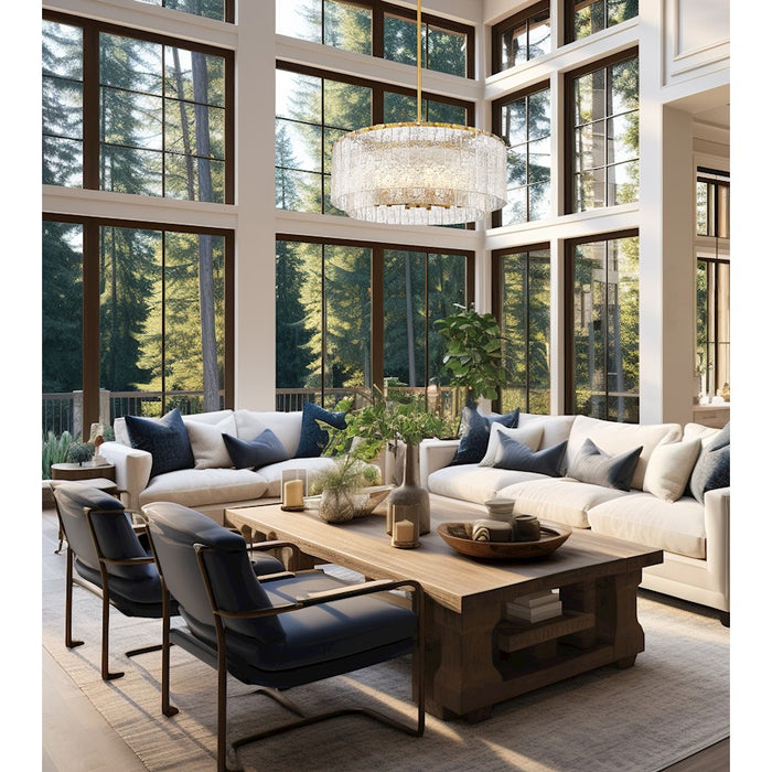 Z-Lite Glacier 12 Light Pendant, Modern Gold/Clear