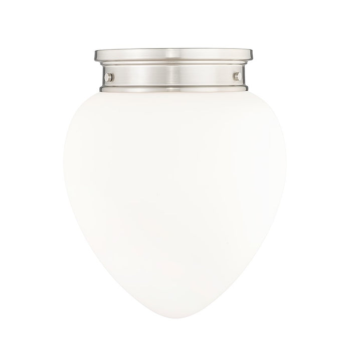 Z-Lite Gideon 1 Light 12" Flush Mount, Brushed Nickel/Etched Opal