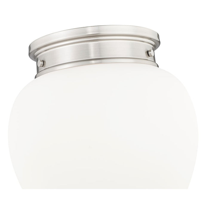 Z-Lite Gideon 1 Light 12" Flush Mount, Brushed Nickel/Etched Opal