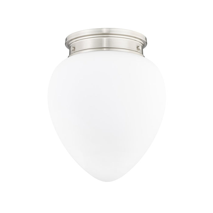 Z-Lite Gideon 1 Light 12" Flush Mount, Brushed Nickel/Etched Opal