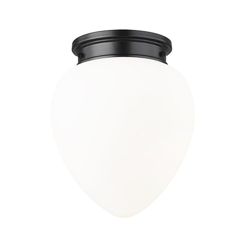 Z-Lite Gideon 1 Light 13" Flush Mount, Matte Black/Etched Opal - 1945F12-MB