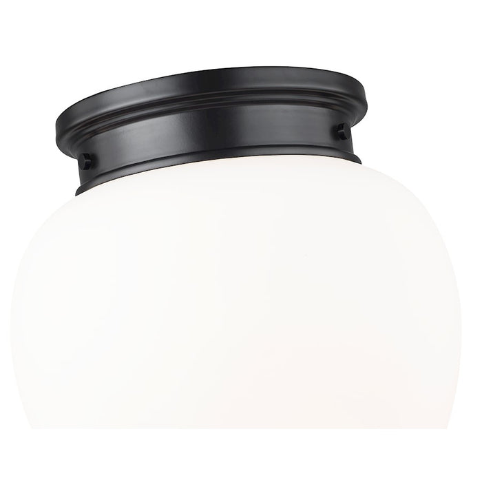 Z-Lite Gideon 1 Light 13" Flush Mount, Matte Black/Etched Opal