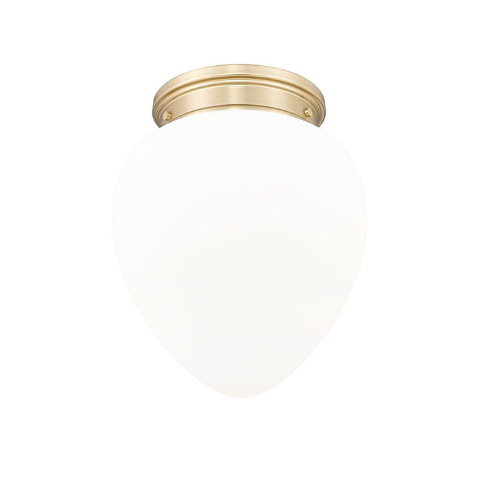 Z-Lite Gideon 1 Light 13" Flush Mount, Modern Gold/Etched Opal