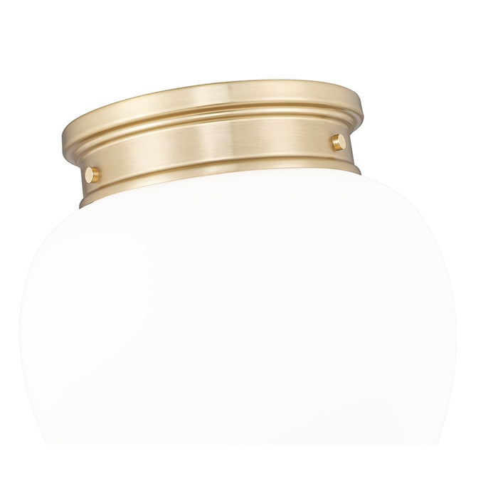 Z-Lite Gideon 1 Light 13" Flush Mount, Modern Gold/Etched Opal