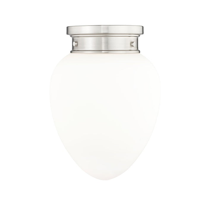 Z-Lite Gideon 1 Light 10" Flush Mount, Brushed Nickel/Etched Opal