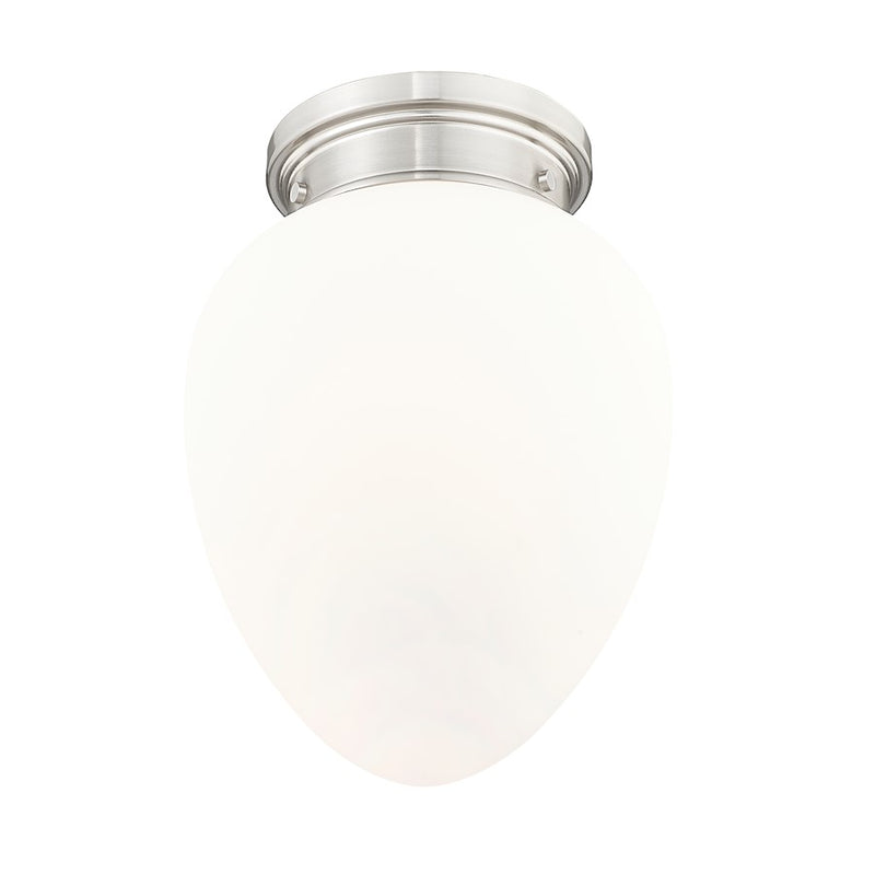 Z-Lite Gideon 1 Light 10" Flush Mount, Brushed Nickel/Etched Opal