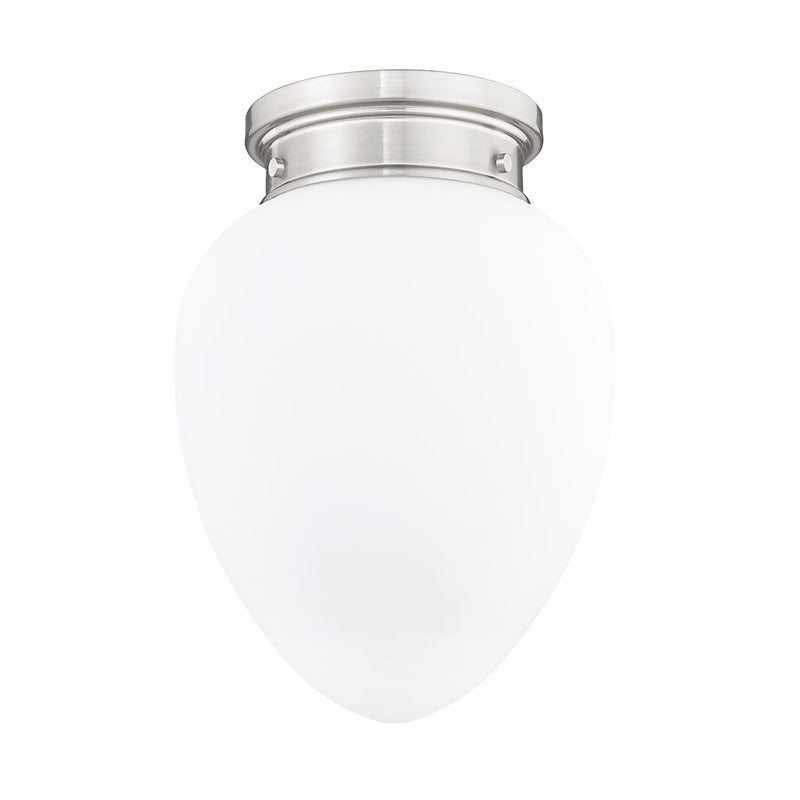 Z-Lite Gideon 1 Light 10" Flush Mount, Brushed Nickel/Etched Opal