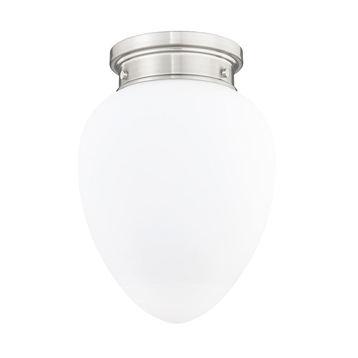 Z-Lite Gideon 1 Light 10" Flush Mount, Brushed Nickel/Etched Opal