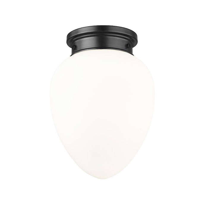 Z-Lite Gideon 1 Light 10" Flush Mount, Matte Black/Etched Opal - 1945F9-MB