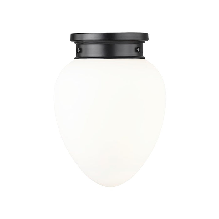 Z-Lite Gideon 1 Light 10" Flush Mount, Matte Black/Etched Opal