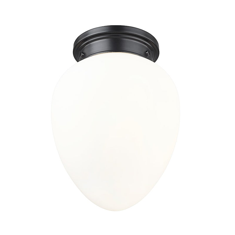 Z-Lite Gideon 1 Light 10" Flush Mount, Matte Black/Etched Opal