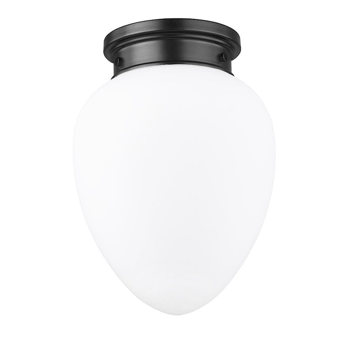 Z-Lite Gideon 1 Light 10" Flush Mount, Matte Black/Etched Opal