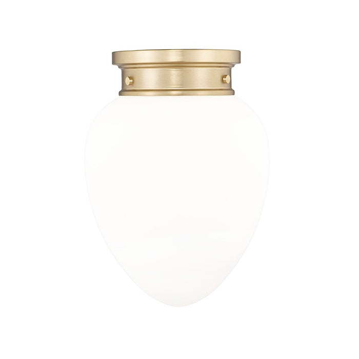 Z-Lite Gideon 1 Light 10" Flush Mount, Modern Gold/Etched Opal