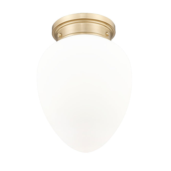 Z-Lite Gideon 1 Light 10" Flush Mount, Modern Gold/Etched Opal