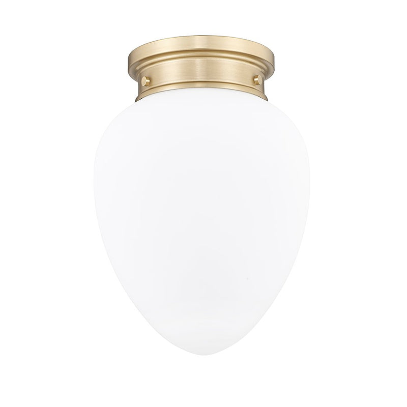 Z-Lite Gideon 1 Light 10" Flush Mount, Modern Gold/Etched Opal