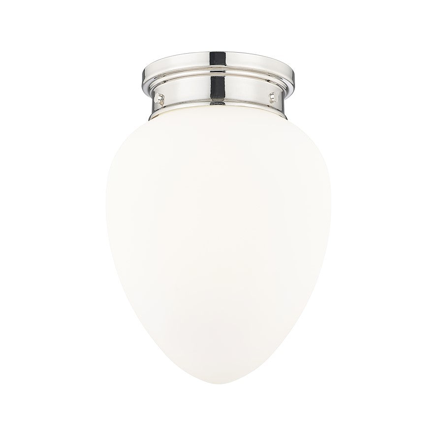 Z-Lite Gideon 1 Light 10" Flush Mount, Polished Nickel/Etched Opal - 1945F9-PN