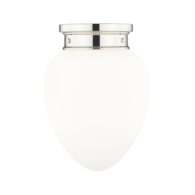 Z-Lite Gideon 1 Light 10" Flush Mount, Polished Nickel/Etched Opal