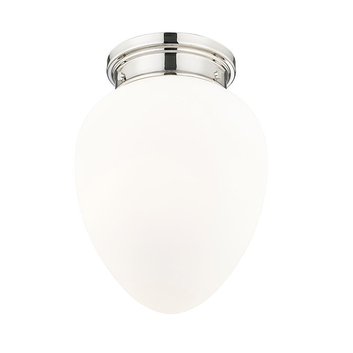 Z-Lite Gideon 1 Light 10" Flush Mount, Polished Nickel/Etched Opal