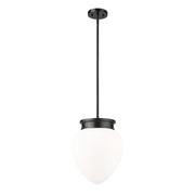 Z-Lite Gideon 1 Light 13" Pendant, Matte Black/Etched Opal - 1945P12-MB