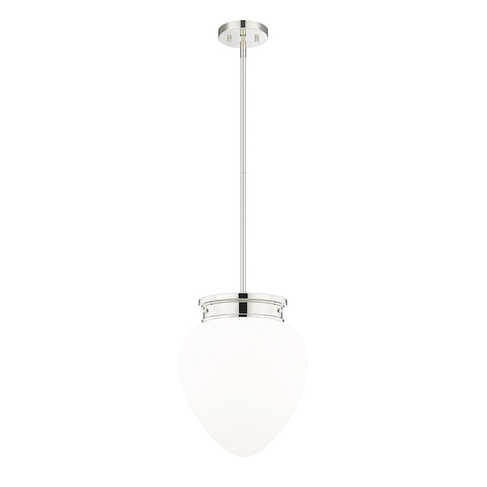 Z-Lite Gideon 1 Light 13" Pendant, Polished Nickel/Etched Opal - 1945P12-PN