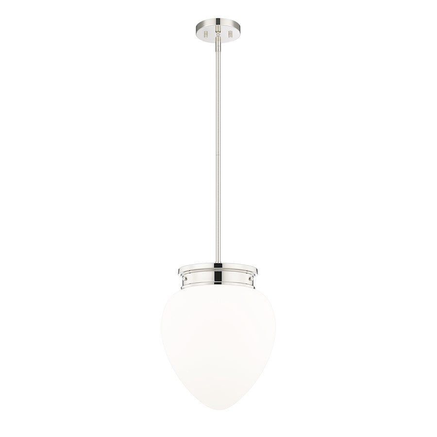 Z-Lite Gideon 1 Light 13" Pendant, Polished Nickel/Etched Opal - 1945P12-PN