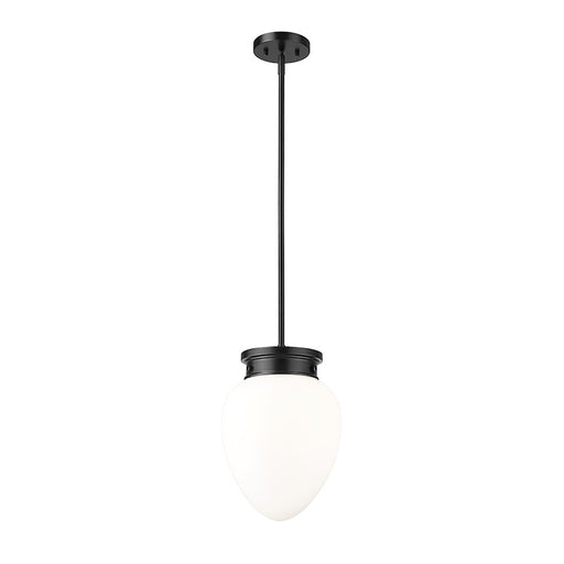 Z-Lite Gideon 1 Light 10" Pendant, Matte Black/Etched Opal - 1945P9-MB