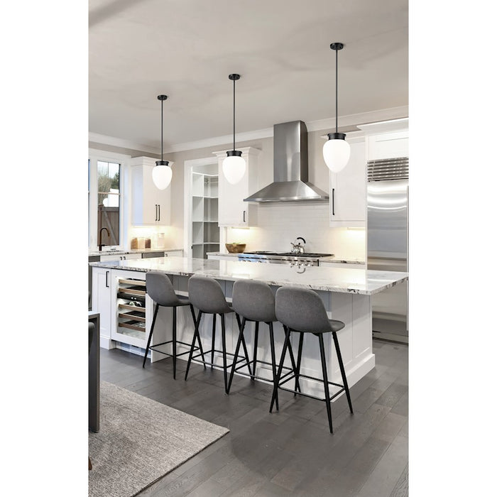 Z-Lite Gideon 1 Light 10" Pendant, Matte Black/Etched Opal