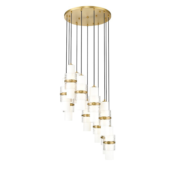 Z-Lite Cayden 11 Light Chandelier, Gold/Clear/Etched Opal - 1946P-11R-MGLD