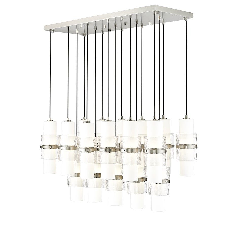 Z-Lite Cayden 17 Light Linear Chandelier, Nickel/Clear/Etch Opal - 1946P-17L-BN