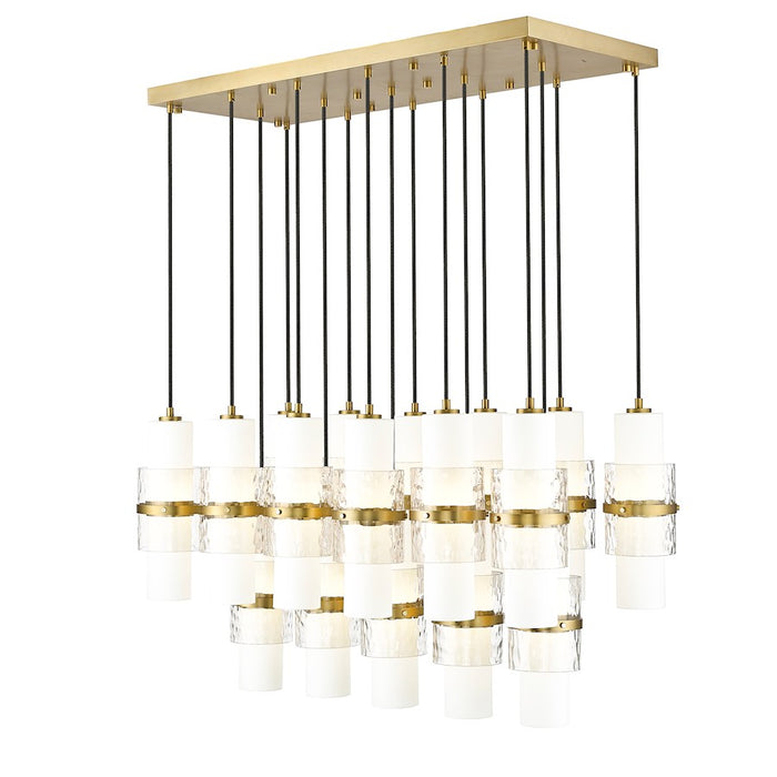 Z-Lite Cayden 17 Light Linear Chandelier, Gold/Clear/Etch Opal - 1946P-17L-MGLD