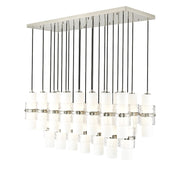 Z-Lite Cayden 23 Light Linear Chandelier, Nickel/Clear/Etch Opal - 1946P-23L-BN